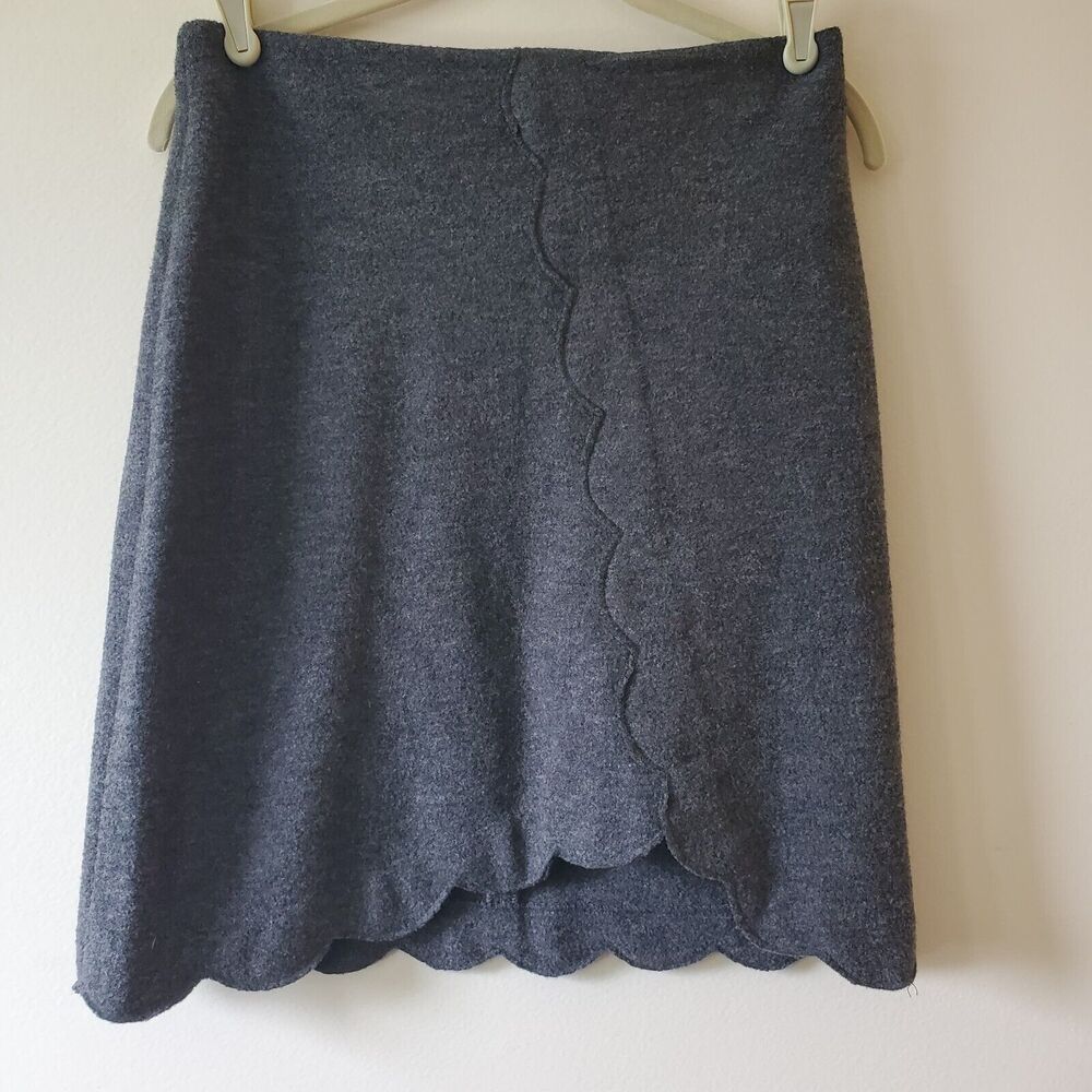 Club Monaco Womens Scalloped Pencil Skirt Size 6 Gray Wool Blend Career Office